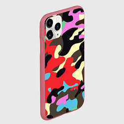 Чехол iPhone 11 Pro матовый Яркий камуфляж, цвет: 3D-малиновый — фото 2