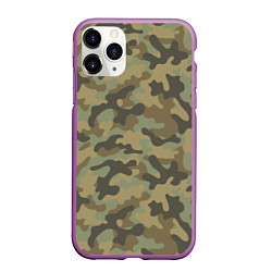Чехол iPhone 11 Pro матовый Камуфляж: хаки, цвет: 3D-фиолетовый