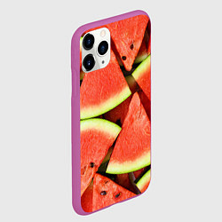 Чехол iPhone 11 Pro матовый Дольки арбуза, цвет: 3D-фиолетовый — фото 2