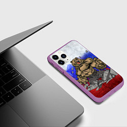 Чехол iPhone 11 Pro матовый Русский медведь, цвет: 3D-фиолетовый — фото 2