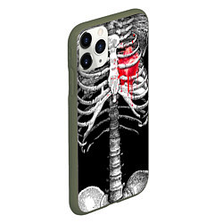 Чехол iPhone 11 Pro матовый Скелет с сердцем, цвет: 3D-темно-зеленый — фото 2