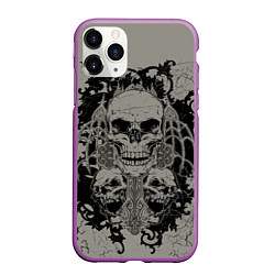 Чехол iPhone 11 Pro матовый Skulls, цвет: 3D-фиолетовый