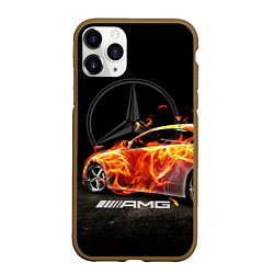 Чехол iPhone 11 Pro матовый Mercedes, цвет: 3D-коричневый