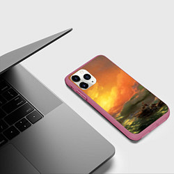 Чехол iPhone 11 Pro матовый Айвазовский - 9 Вал, цвет: 3D-малиновый — фото 2