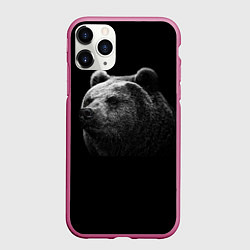 Чехол iPhone 11 Pro матовый Взгляд мишки, цвет: 3D-малиновый