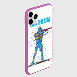 Чехол iPhone 11 Pro матовый Биатлон, цвет: 3D-фиолетовый — фото 2