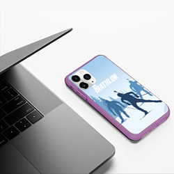 Чехол iPhone 11 Pro матовый Биатлон, цвет: 3D-фиолетовый — фото 2