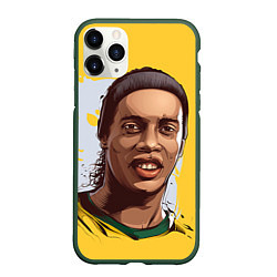 Чехол iPhone 11 Pro матовый Ronaldinho Art, цвет: 3D-темно-зеленый