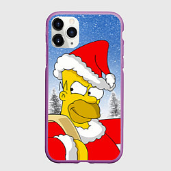 Чехол iPhone 11 Pro матовый Санта Гомер, цвет: 3D-фиолетовый