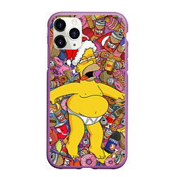 Чехол iPhone 11 Pro матовый Обжора Гомер, цвет: 3D-фиолетовый