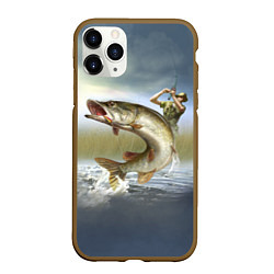 Чехол iPhone 11 Pro матовый Дерзская щука, цвет: 3D-коричневый