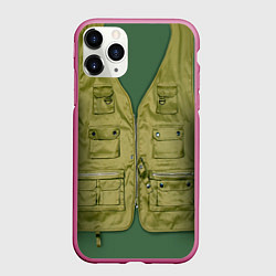 Чехол iPhone 11 Pro матовый Жилетка рыбака, цвет: 3D-малиновый