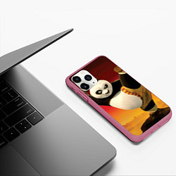 Чехол iPhone 11 Pro матовый Кунг фу панда, цвет: 3D-малиновый — фото 2