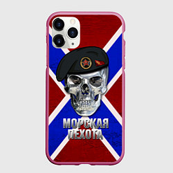 Чехол iPhone 11 Pro матовый Череп: Морская пехота, цвет: 3D-малиновый