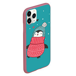 Чехол iPhone 11 Pro матовый Пингвинчик, цвет: 3D-малиновый — фото 2