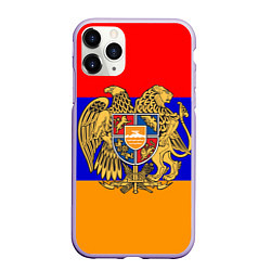 Чехол iPhone 11 Pro матовый Герб и флаг Армении, цвет: 3D-светло-сиреневый