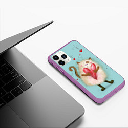 Чехол iPhone 11 Pro матовый Котик, цвет: 3D-фиолетовый — фото 2