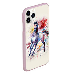Чехол iPhone 11 Pro матовый Лошадь: акварель, цвет: 3D-розовый — фото 2