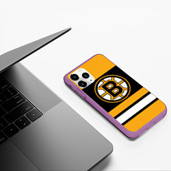 Чехол iPhone 11 Pro матовый Boston Bruins, цвет: 3D-фиолетовый — фото 2