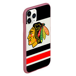 Чехол iPhone 11 Pro матовый Chicago Blackhawks, цвет: 3D-малиновый — фото 2