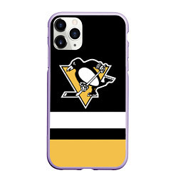 Чехол iPhone 11 Pro матовый Pittsburgh Penguins: Black, цвет: 3D-светло-сиреневый