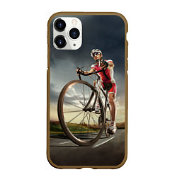 Чехол iPhone 11 Pro матовый Велогонщик, цвет: 3D-коричневый