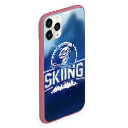 Чехол iPhone 11 Pro матовый Лыжный спорт, цвет: 3D-малиновый — фото 2