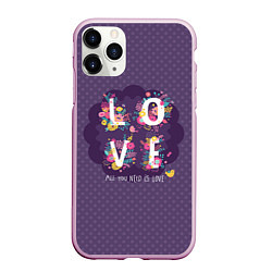 Чехол iPhone 11 Pro матовый Love, цвет: 3D-розовый