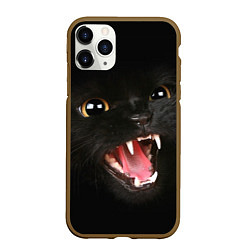 Чехол iPhone 11 Pro матовый Черный кот, цвет: 3D-коричневый