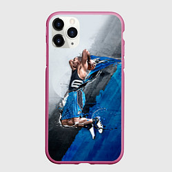 Чехол iPhone 11 Pro матовый Баскетбол бросок, цвет: 3D-малиновый