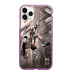 Чехол iPhone 11 Pro матовый Баскетбол город, цвет: 3D-фиолетовый