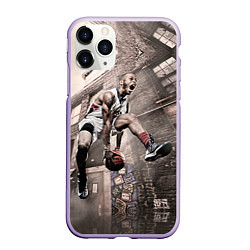 Чехол iPhone 11 Pro матовый Баскетбол город, цвет: 3D-светло-сиреневый