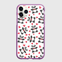 Чехол iPhone 11 Pro матовый Любимые панды, цвет: 3D-фиолетовый