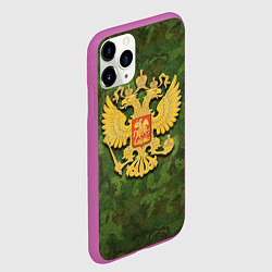 Чехол iPhone 11 Pro матовый Герб на камуфляже, цвет: 3D-фиолетовый — фото 2