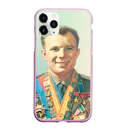 Чехол iPhone 11 Pro матовый Гагарин в орденах, цвет: 3D-розовый
