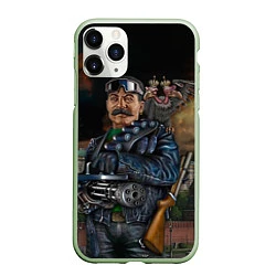 Чехол iPhone 11 Pro матовый Сталин военный, цвет: 3D-салатовый