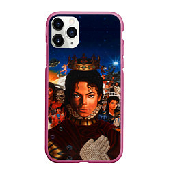 Чехол iPhone 11 Pro матовый Michael Jackson: Pop King, цвет: 3D-малиновый