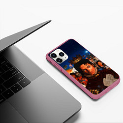 Чехол iPhone 11 Pro матовый Michael Jackson: Pop King, цвет: 3D-малиновый — фото 2