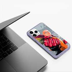 Чехол iPhone 11 Pro матовый One Punch Man Fist, цвет: 3D-светло-сиреневый — фото 2