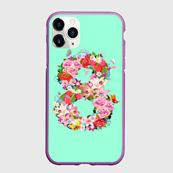 Чехол iPhone 11 Pro матовый 8 Марта, цвет: 3D-фиолетовый