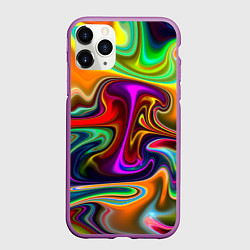 Чехол iPhone 11 Pro матовый Неоновые разводы, цвет: 3D-фиолетовый