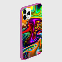 Чехол iPhone 11 Pro матовый Неоновые разводы, цвет: 3D-фиолетовый — фото 2