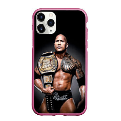 Чехол iPhone 11 Pro матовый Dwayne Johnson, цвет: 3D-малиновый