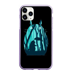 Чехол iPhone 11 Pro матовый Тоторо в лесу, цвет: 3D-светло-сиреневый