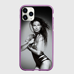 Чехол iPhone 11 Pro матовый Адриана Лима, цвет: 3D-фиолетовый