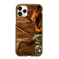 Чехол iPhone 11 Pro матовый Рыбацкий стол, цвет: 3D-коричневый