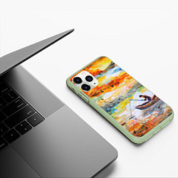 Чехол iPhone 11 Pro матовый Рыбак на лодке, цвет: 3D-салатовый — фото 2