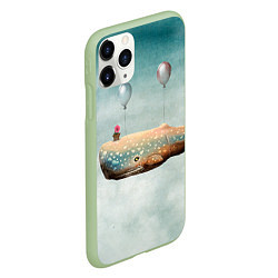 Чехол iPhone 11 Pro матовый Летящий кит, цвет: 3D-салатовый — фото 2