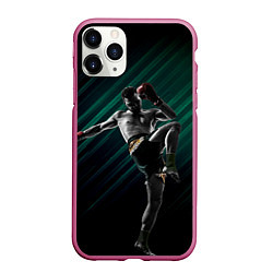 Чехол iPhone 11 Pro матовый Muay thai kick, цвет: 3D-малиновый