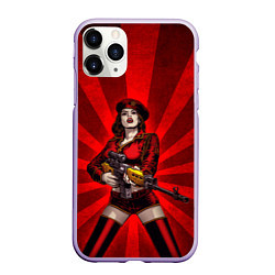 Чехол iPhone 11 Pro матовый Red alert girl, цвет: 3D-светло-сиреневый